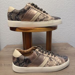 Women’s Frye and Co. Hallie Low Snake Lace-Up‎ Leather Sneaker Size 9